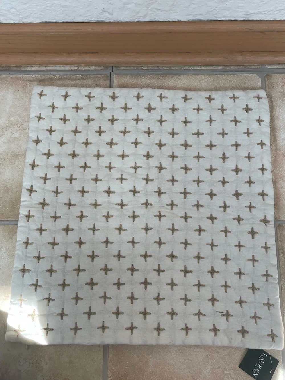NWT Lauren Ralph Lauren set of 3 pillowcases, cream, gold, 100% cotton; 20”x20”